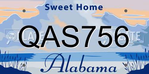 QAS756 Alabama License Plate