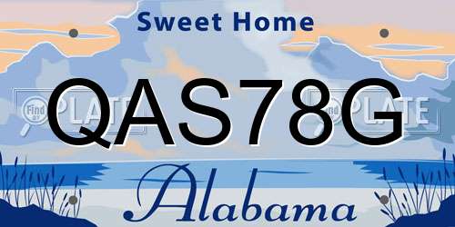 QAS78G Alabama License Plate