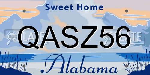 QASZ56 Alabama License Plate