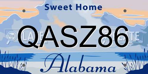 QASZ86 Alabama License Plate