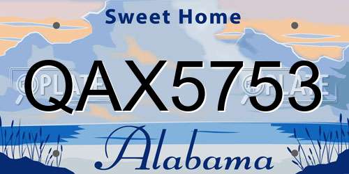 QAX5753 Alabama License Plate