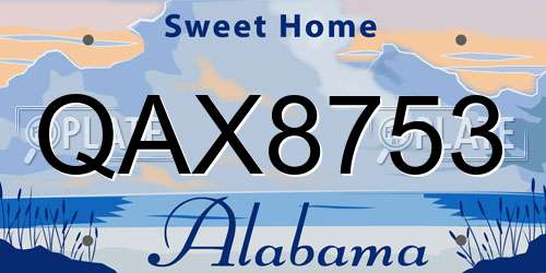 QAX8753 Alabama License Plate