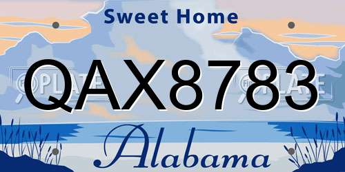 QAX8783 Alabama License Plate