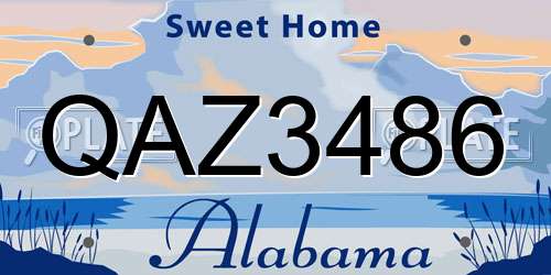 QAZ3486 Alabama License Plate