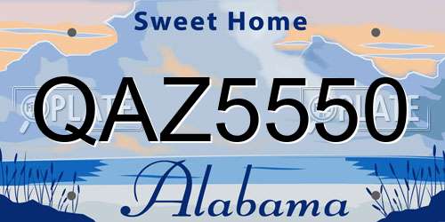 QAZ5550 Alabama License Plate