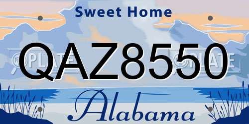 QAZ8550 Alabama License Plate