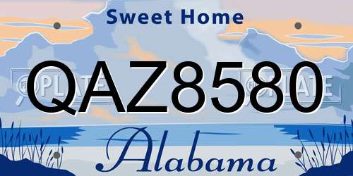QAZ8580 Alabama License Plate