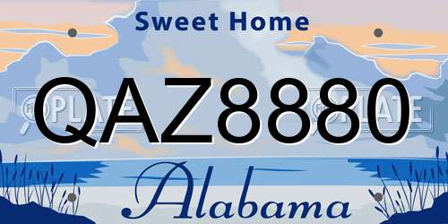 QAZ8880 Alabama License Plate