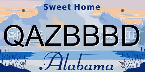 QAZBBBD Alabama License Plate