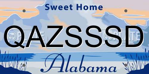 QAZSSSD Alabama License Plate