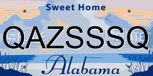 QAZSSSQ Alabama License Plate