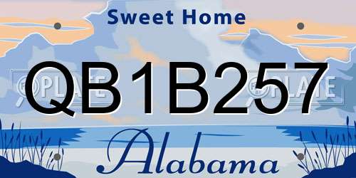 QB1B257 Alabama License Plate