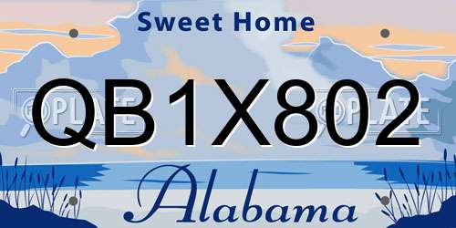 QB1X802 Alabama License Plate