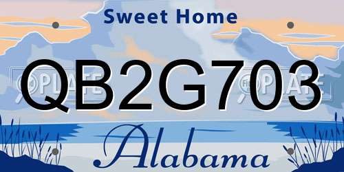 QB2G703 Alabama License Plate