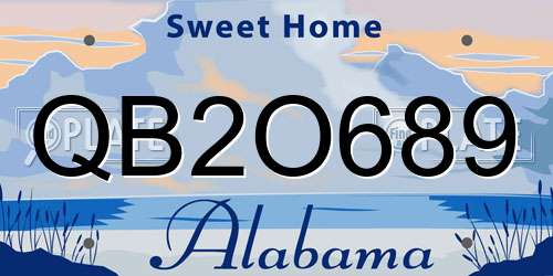QB2O689 Alabama License Plate