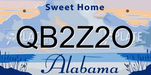 QB2Z2O Alabama License Plate