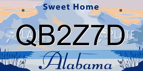 QB2Z7D Alabama License Plate