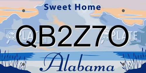 QB2Z7O Alabama License Plate