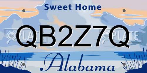 QB2Z7Q Alabama License Plate