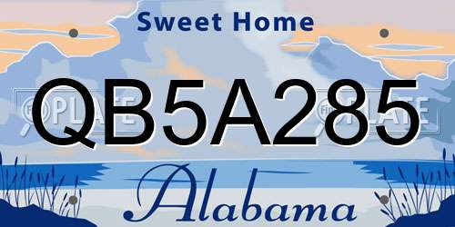 QB5A285 Alabama License Plate