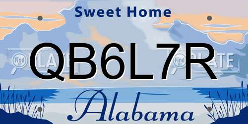 QB6L7R Alabama License Plate