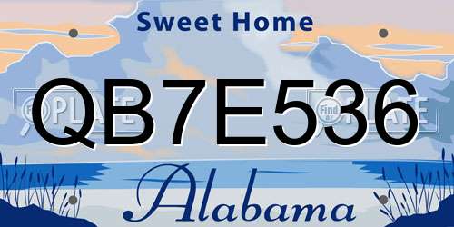 QB7E536 Alabama License Plate