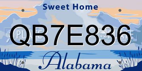QB7E836 Alabama License Plate
