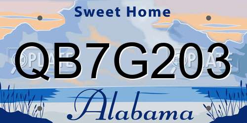 QB7G203 Alabama License Plate