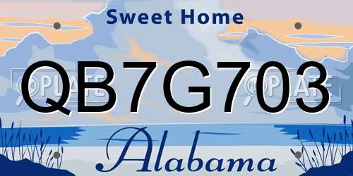 QB7G703 Alabama License Plate