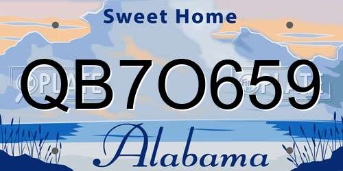 QB7O659 Alabama License Plate