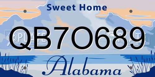 QB7O689 Alabama License Plate