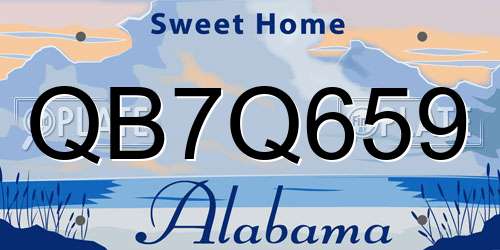 QB7Q659 Alabama License Plate