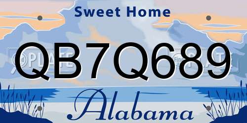 QB7Q689 Alabama License Plate