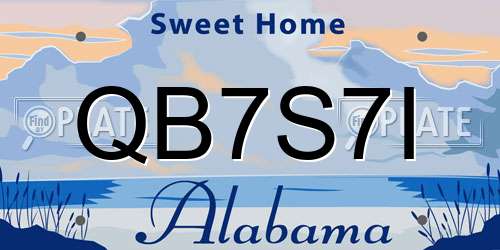 QB7S7I Alabama License Plate