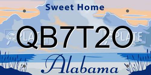 QB7T2O Alabama License Plate