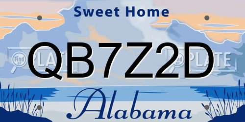QB7Z2D Alabama License Plate