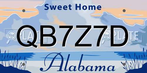 QB7Z7D Alabama License Plate