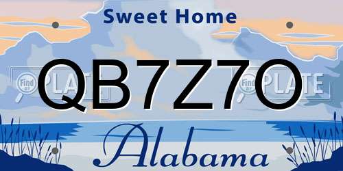 QB7Z7O Alabama License Plate