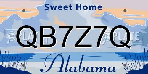 QB7Z7Q Alabama License Plate