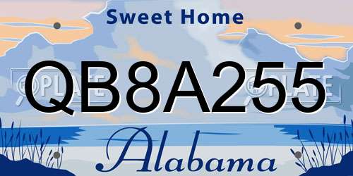 QB8A255 Alabama License Plate