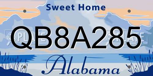 QB8A285 Alabama License Plate