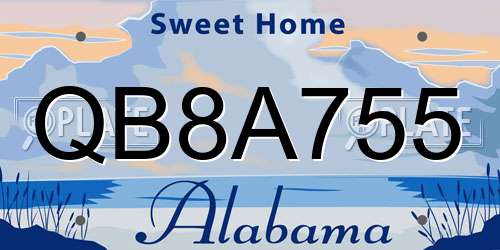 QB8A755 Alabama License Plate