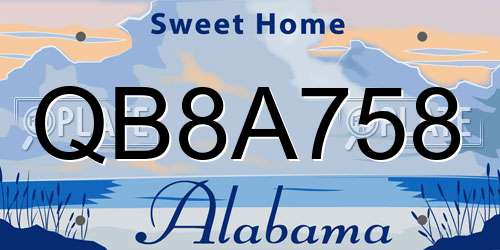 QB8A758 Alabama License Plate
