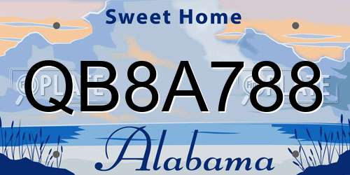 QB8A788 Alabama License Plate