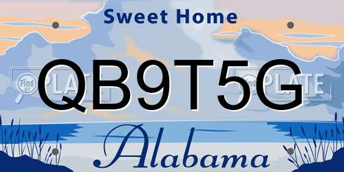 QB9T5G Alabama License Plate