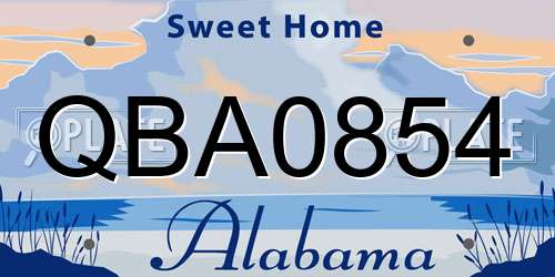 QBA0854 Alabama License Plate
