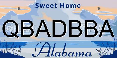 QBADBBA Alabama License Plate