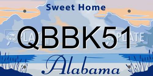 QBBK51 Alabama License Plate