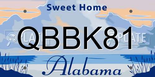 QBBK81 Alabama License Plate