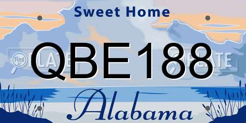 QBE188 Alabama License Plate